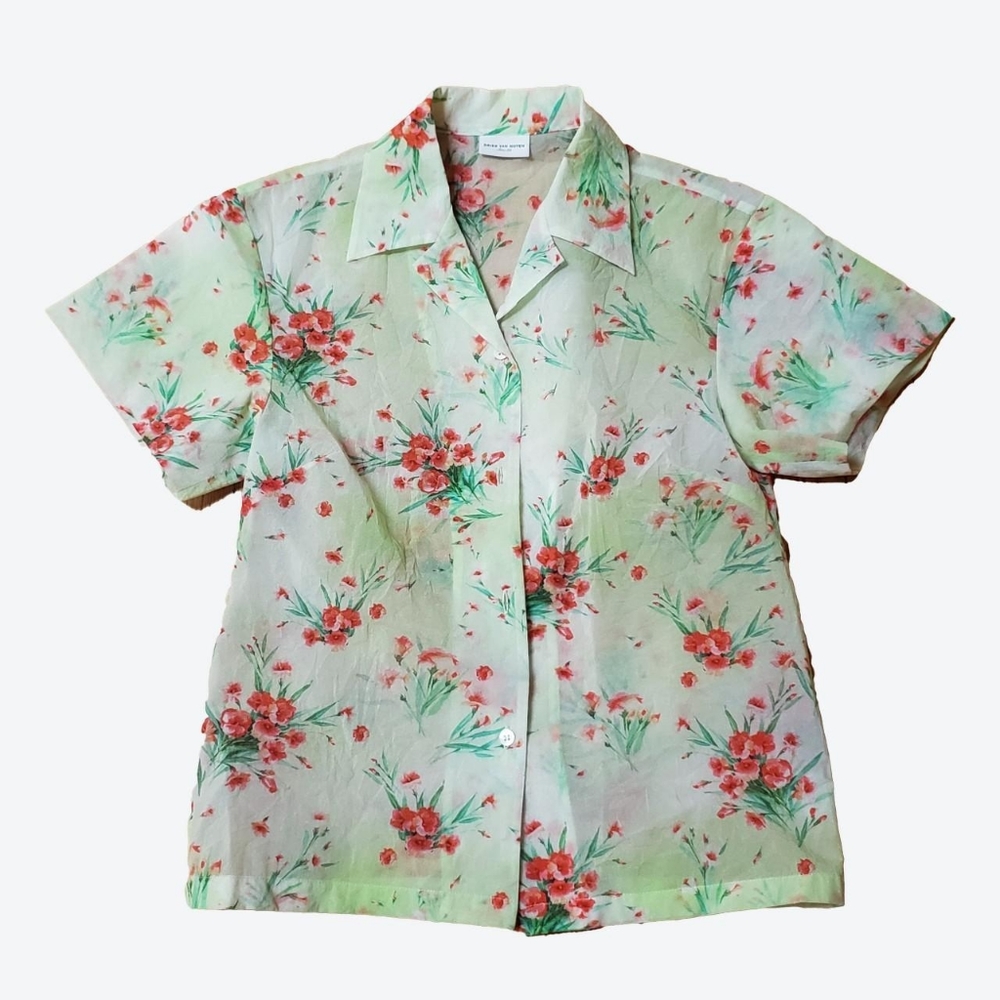 Dries van Noten Floral Green Button Up Shirt